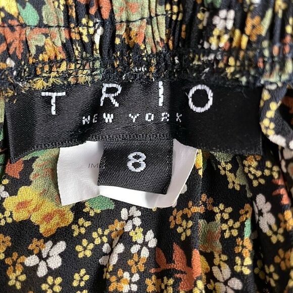 Vintage TRIO NY Peasant Pleated Patchwork Maxi Skirt Yellow Green,Black Size 8 - Picture 10 of 11